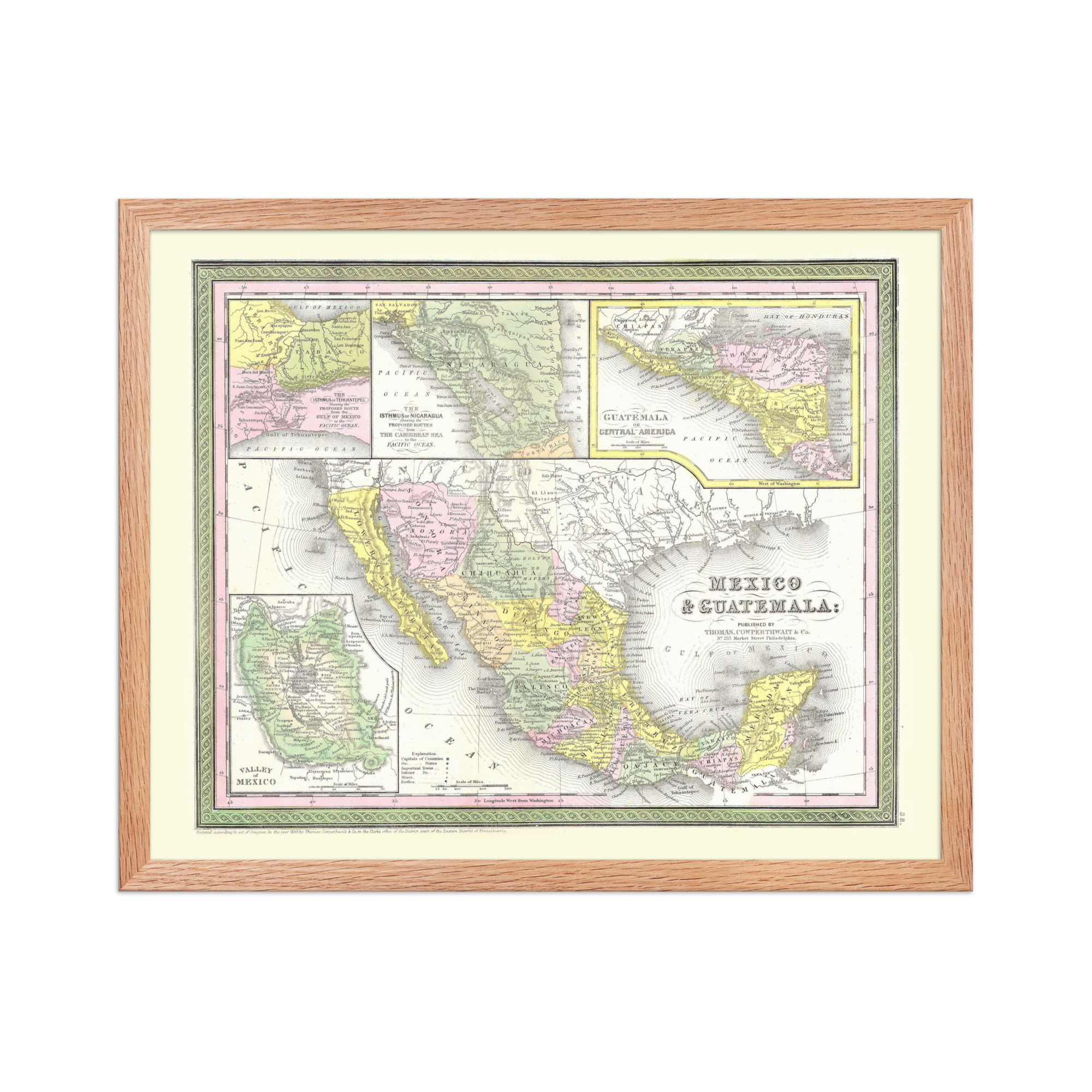(1850) Mexico & Guatemala, in a frame